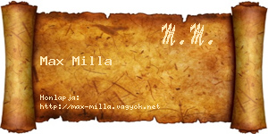 Max Milla névjegykártya